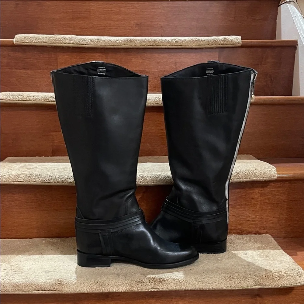NWOT Matisse Leather Upper Man Made Sole Black Tall Buckle Boots Women SZ 9.5 W